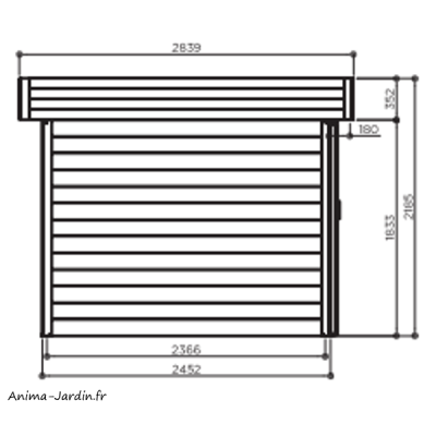 Abri de  jardin toit plat, 28mm, moderne, solid, ARHUS, achat/vente