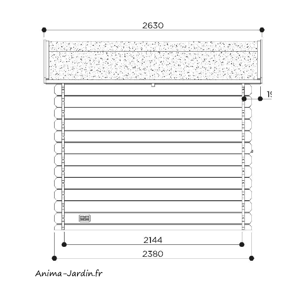 Abri de jardin en bois autoclave, Dainville, toit arrondi, 5,88m², Solid