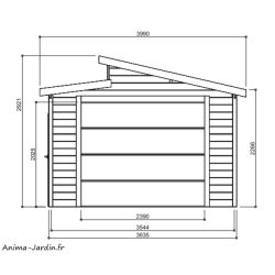 Garage bois porte coulissante, TORINO, Toit 2 pentes, Solid, pas cher