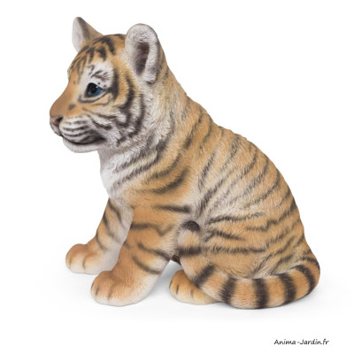 Bébé tigre, H.24 cm, animal en résine, décoration extérieure