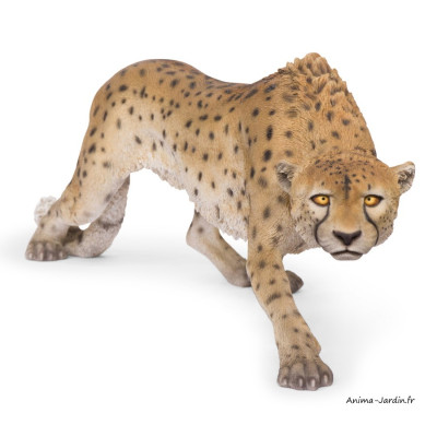 Guépard marchant XXL, L.128 cm, animal en résine, décoration extérieure