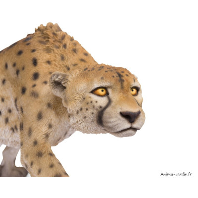 Guépard marchant XXL, L.128 cm, animal en résine, décoration extérieure