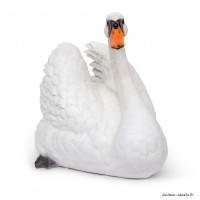 Cygne blanc XXL, L.93 cm, animal en résine, décoration extérieure