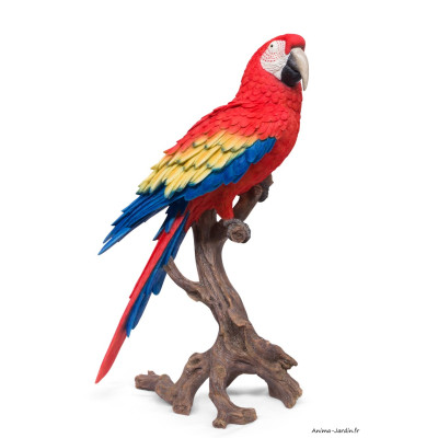 Perroquet rouge XXL, H.68 cm, animal en résine, décoration extérieure