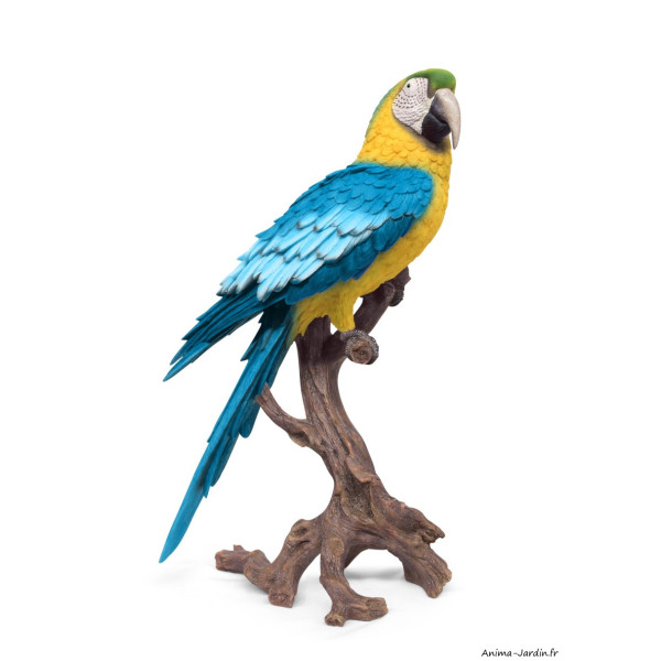 Perroquet Jaune/Bleu XXL, H.68 cm, animal en résine, décoration extérieure