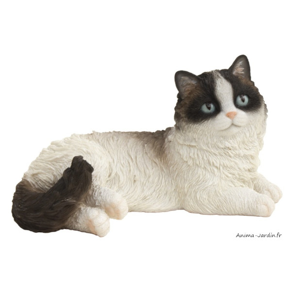 Chat Persan, L.24 cm, animal en résine, décoration extérieure