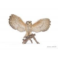 Hibou aux ailes ouvertes, H.34 cm, animal en résine, décoration extérieure