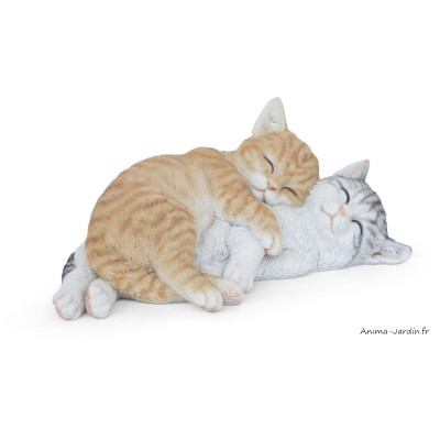 Duo de chaton, L.28 cm, animal en résine, décoration extérieure
