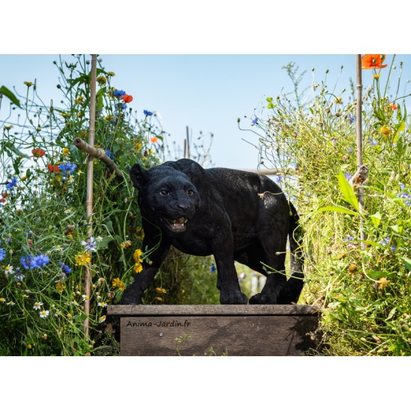Panthère noir, L.80 cm, animal en résine, décoration extérieure, Garden ID