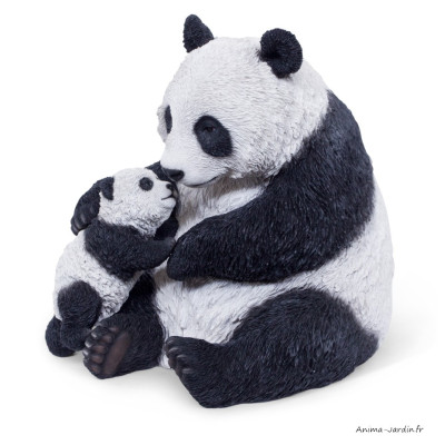 Maman panda et son bébé, H.50 cm, animal en résine, décoration extérieure