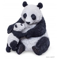 Maman panda et son bébé, H.50 cm, animal en résine, décoration extérieure