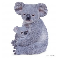 Maman koala et son bébé, H.26 cm, animal en résine, décoration extérieure