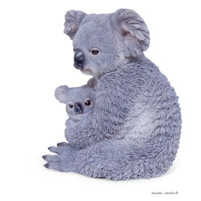 Maman koala et son bébé, H.26 cm, animal en résine, décoration extérieure