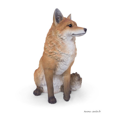 Renard assis, H.35 cm, animal en résine, décoration extérieure