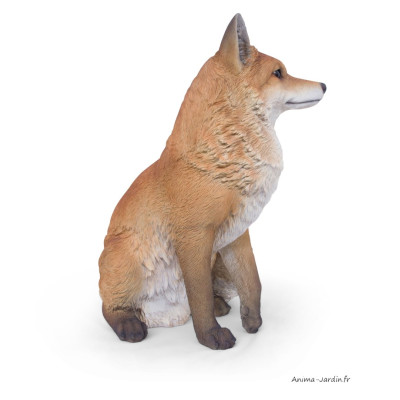 Renard assis, H.35 cm, animal en résine, décoration extérieure