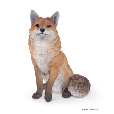Renard assis, H.35 cm, animal en résine, décoration extérieure