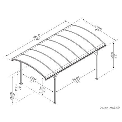 Carport simple en aluminium, Vitoria, 14,6 m²