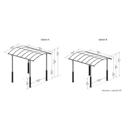 Carport simple en aluminium, Alpine / Hauteur réglable
