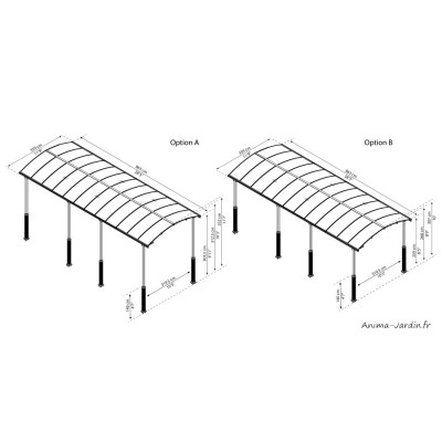Carport simple en aluminium, Alpine / Hauteur réglable