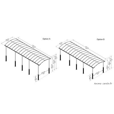 Carport simple en aluminium, Alpine / Hauteur réglable