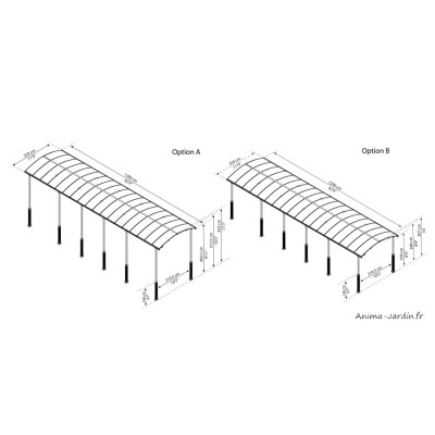 Carport simple en aluminium, Alpine / Hauteur réglable