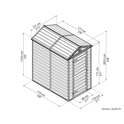  Abri de jardin Skylight Amber 2,1 m², Polycarbonate