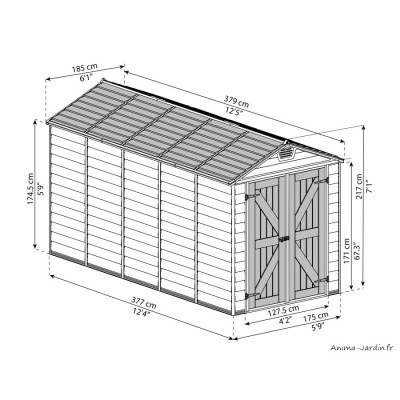 Abri de jardin Skylight Gris Deco, 7 m², Polycarbonate