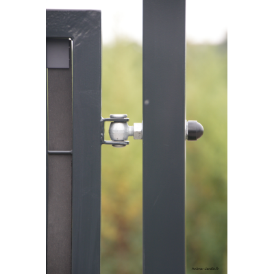 Portillon grillagé Portland noir, poteau carré, L.100 cm