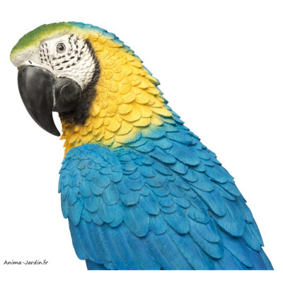 Ara bleu/jaune, H.38 cm, animal en résine, décoration extérieure