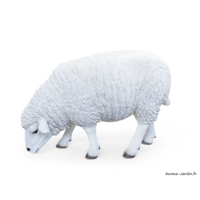 Mouton Blanc XXL, L.81cm, animal en résine, décoration extérieure