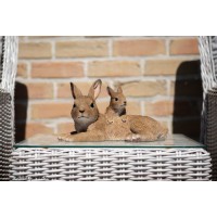 Maman lapin et son bébé, L.27 cm, animal en résine, décoration extérieure