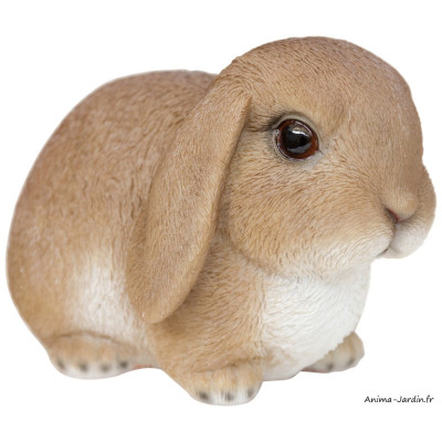Bébé lapin marron, L.16,5 cm, animal en résine, décoration extérieure
