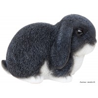 Bébé lapin noir/blanc, L.16,5 cm, animal en résine, décoration extérieure