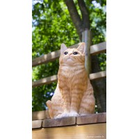 Chat assis roux, H.30 cm, animal en résine, décoration extérieure