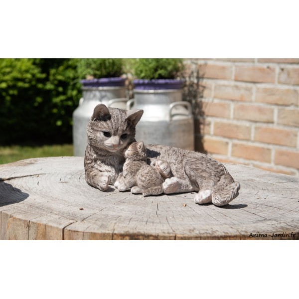 Statue jardin chat assis 45 cm - Gris anthracite 45 cm