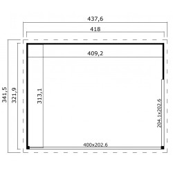 Abri de jardin en bois, DOMEO 4 plus, 12,81 m², 44 mm