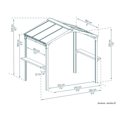 Abri barbecue Austin, 4 m², Aluminium