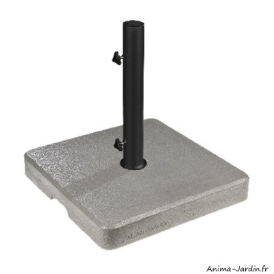 Pied de parasol carré, 48 x 48 cm, 35 kg, aspect lisse, béton coulé