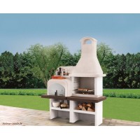 PALAZZETTI Barbecue fixe charbon de bois en pierre blanche OLBIA pas cher 