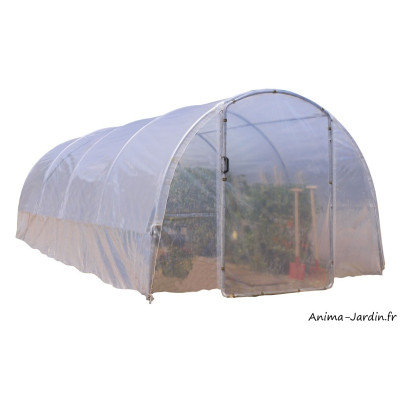 Serre tunnel Richel, 18 m², 2 portes zippées ou 2 portes, polyéthylène doublé 180 microns