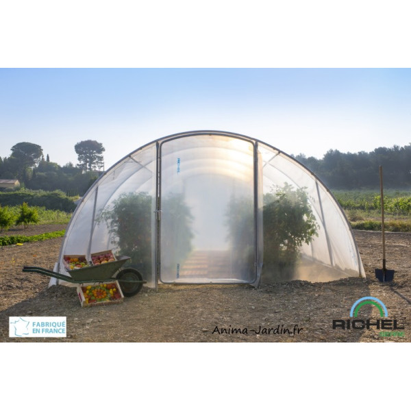 Serre tunnel Richel, 20,25 m², 1 porte, polyéthylène doublé 180 microns