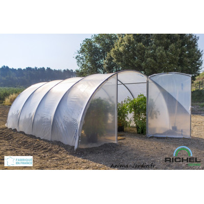 Serre tunnel Richel, 27 m²,  2 portes, polyéthylène doublé 180 microns