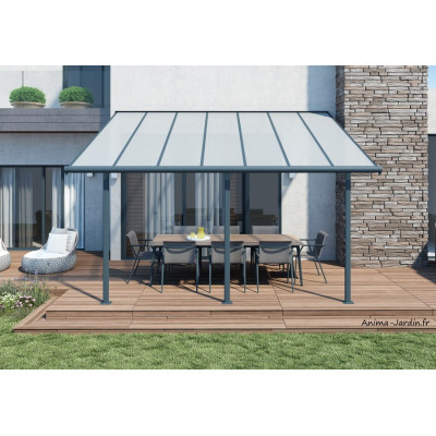 Pergola adossée, Sierra Large grise, Aluminium