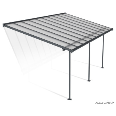 Pergola adossée, Sierra Large grise, Aluminium