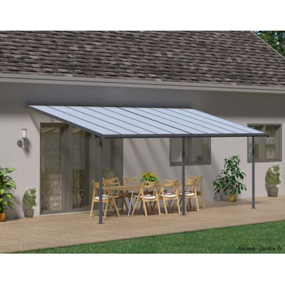 Pergola adossée, Sierra Large grise, Aluminium