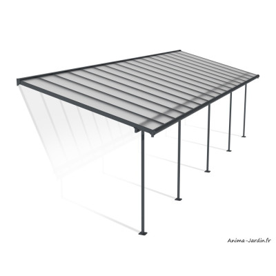 Pergola adossée, Sierra Large grise, Aluminium