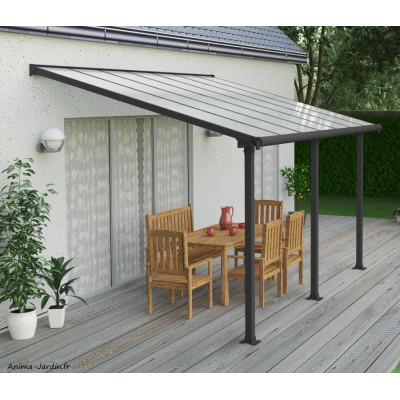 Pergola adossée Olympia gris, Aluminium
