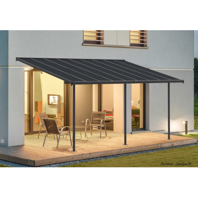 Pergola adossée Capri gris/bronze, Aluminium