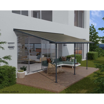 Pergola adossée Capri gris/bronze, Aluminium