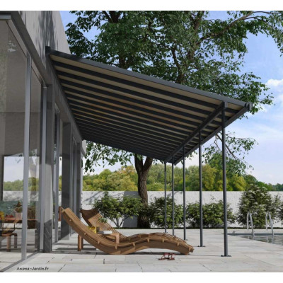 Pergola adossée Capri gris/bronze, Aluminium